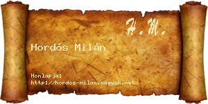 Hordós Milán névjegykártya